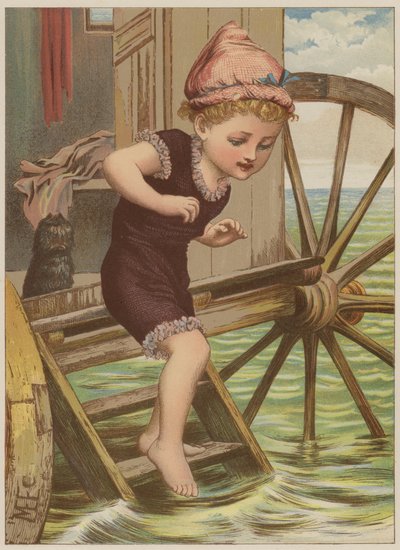 Dívka se chystá plavat (chromolitho) od Mary Ellen Edwards