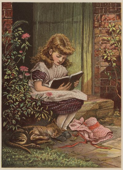 Dívka čtoucí (chromolitho) od Mary Ellen Edwards