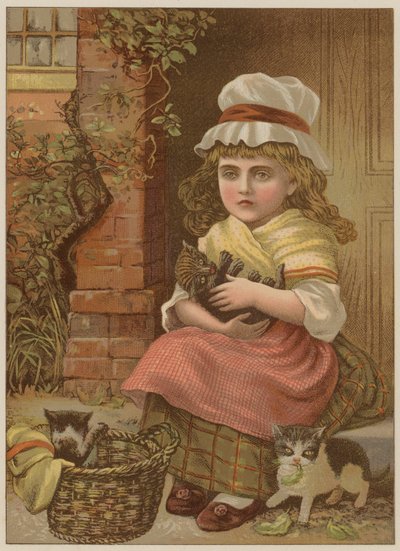 Dívka s koťaty (chromolit) od Mary Ellen Edwards