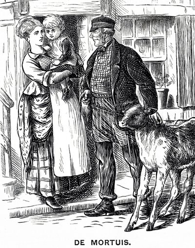Ilustrace malé holčičky, o kterou se celé odpoledne starají její tety a strýc od Mary Ellen Edwards