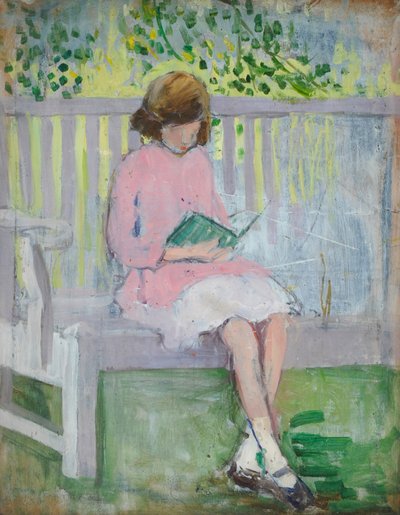 Dívka čte (olej na dřevě) od Mary Ethel Hunter