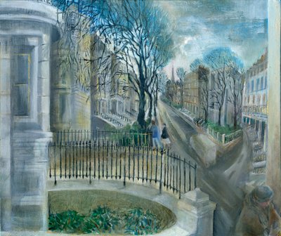 Uzamčení Ladbroke Grove: 6, směrem ke kostelu sv. Jana, 2021 (olej na palubě) od Mary Kuper