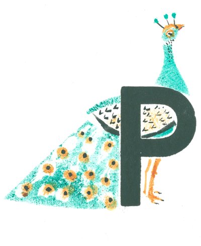 P jako peacock (páv) od Mary Kuper