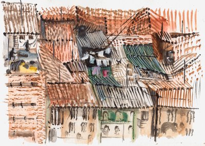 Rooftops, Bogota, 2008 (pero a akvarel) od Mary Kuper