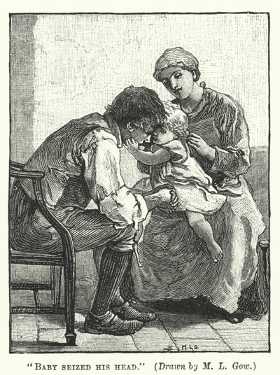 Silas Marner - Dítě se zmocnilo jeho hlavy (rytina) od Mary L. Gow
