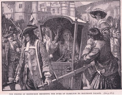 Obyvatelé Edinburghu eskortující vévodu z Hamiltonu do paláce Holyrood AD 1706 od Mary L. Gow