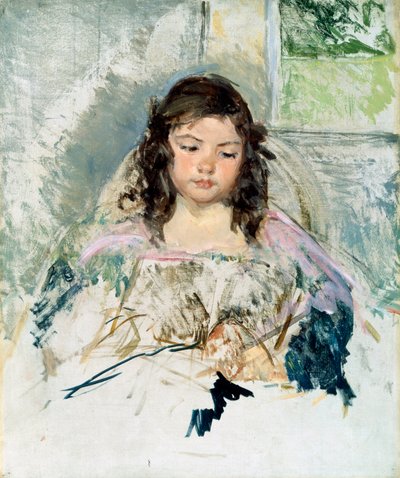 Skica k filmu "Francois v křesle". Čtení. Obraz Mary Cassattové (1845-1926). Olej na plátně. Soukromá sbírka. Christie