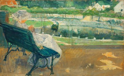 Lydia sedící na verandě, háčkování, kolem roku 1881 od Mary Cassatt