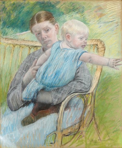 Mathilde portant son bebe (Mathilde Holding Baby) - Pastel na papíře (72,7x60,4 cm), Mary Cassatt (1845-1926), cca 1889 - Soukromá sbírka od Mary Stevenson Cassatt