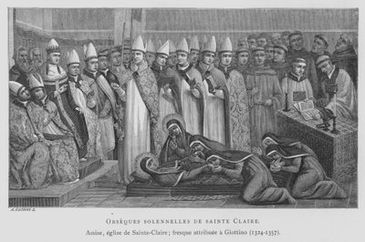 Pohřeb St Claire (litho) od Maso di Banco Giottino