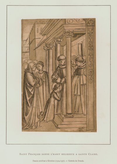 Svatý František z Assisi stříhání vlasů svaté Claire (litho) od Maso di Banco Giottino