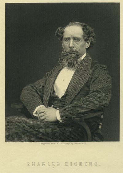 Charles Dickens, portrét podle fotografie Herberta Watkinse (nar. 1828) od Mason and Co.