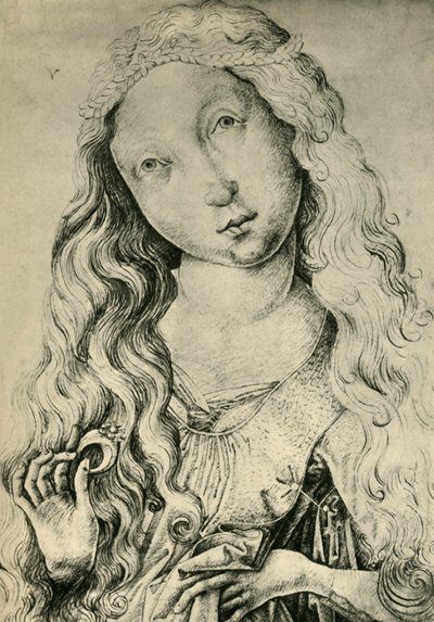Portrét ženy s prstenem, Svatá Kateřina, 1450-1470, 1943. od Master ES