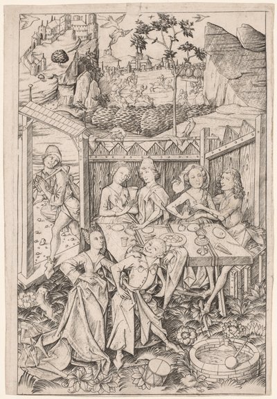 Zahrada lásky velký talíř, c. 1465. od Master E. S.