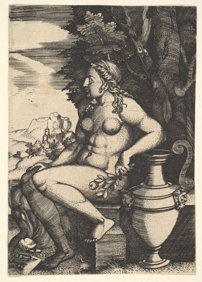 Sedící akt vedle vázy, 1537. od Master FG