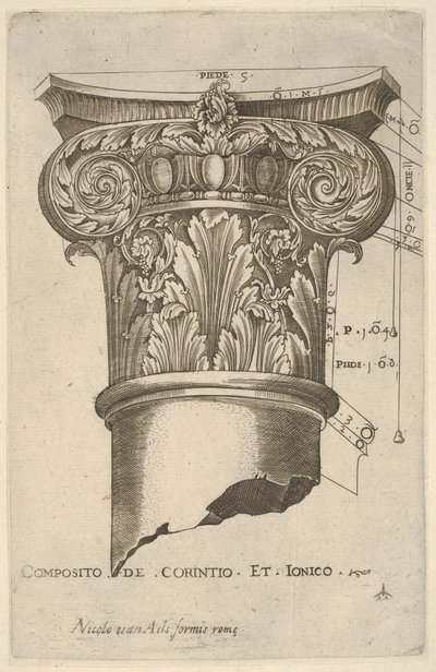 Složený kapitál s mírami, ca. 1537. od Master GA