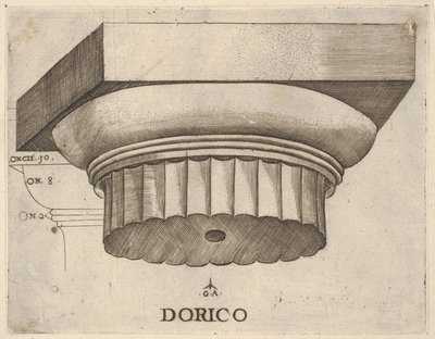 dórská kapitála s mírami, ca. 1537. od Master GA
