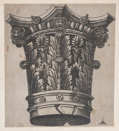 Zrcadlo římské velkoleposti: Kapitál s hlavami a maskami, ca. 1537, ca. 1537 od Master GA