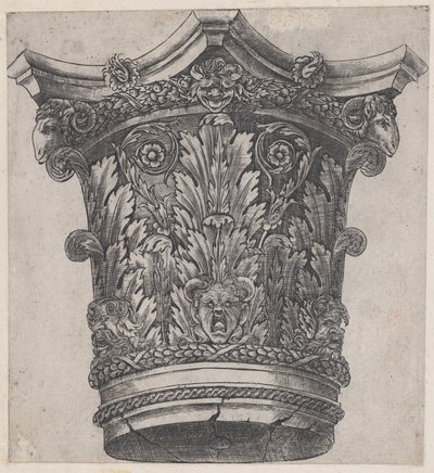 Zrcadlo římské velkoleposti: Kapitál s beraními hlavami a maskami, ca. 1537, ca. 1537 od Master GA