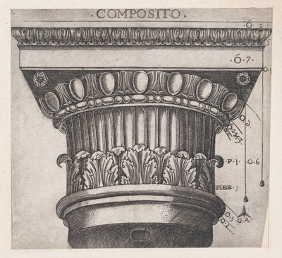 Zrcadlo římské velkoleposti: Iónský kapitál, ca. 1537, ca. 1537 od Master GA