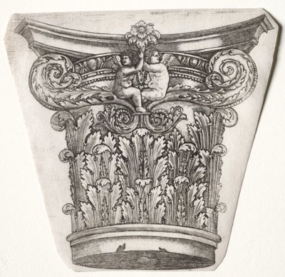 Základna a kapitál s Putti, kolem 1525-1550. od Master G. A. with the man