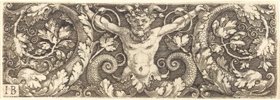 Ornament s fantastickým satyrem a delfíny od Master IB