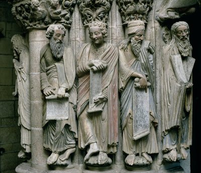 Detail Portico de la Gloria s kamenem starozákonních proroků od Master Mateo