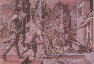Klanění pastýřů, 1540-60. od Master Of The Liechtenstein Adoration