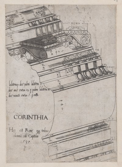 Entablatura z Vespasiánova chrámu, Řím, 1537., 1537 od Master PS
