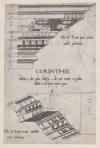 The Mirror of Roman Magnificence: Entablatures from Santa Pudenziana and the Arch of Camigl..., 1537 od Master PS