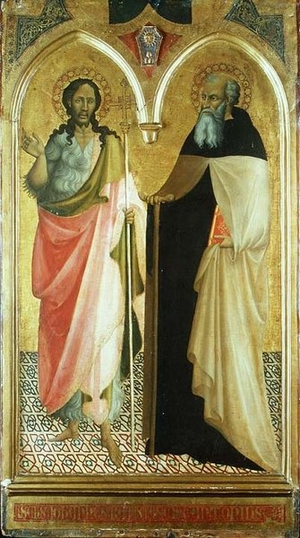 Sv. Jan Křtitel a sv. Antonín opat (zlatý přízemní panel) od Master of 1419