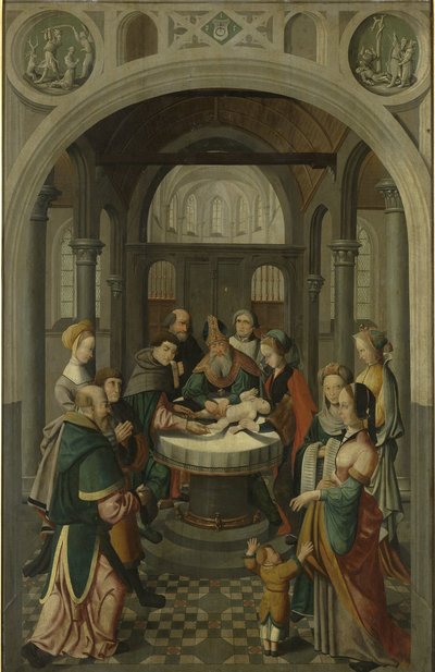 Panel oltářního obrazu s obřízkou Krista, na zadní straně je Vzkříšení Krista od Master of Alkmaar (attributed to)