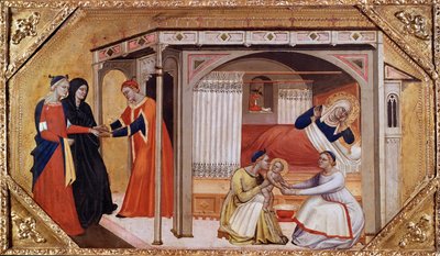 Narození Panny Marie, c1365-1370 od Master of Ashmolean Predella