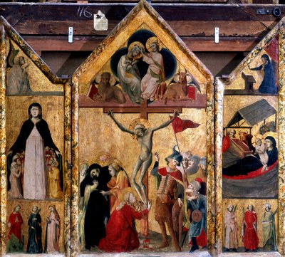 Triptych s Ukřižováním jako ústředním panelem, c1333 od Master of Bologna