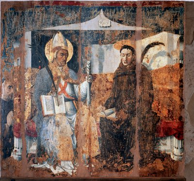 St Eleutherius z Tournai a St Placid (Freska od Master of Cesio
