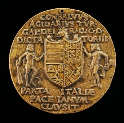 Štít podporovaný Herculesem a Janusem [reverzní], c. 1503. od Master of Coriolanus