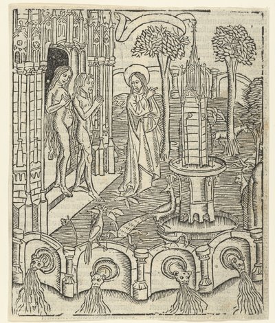 Bůh ukazuje Adamovi a Evě ráj od Master of Delft (attributed to)