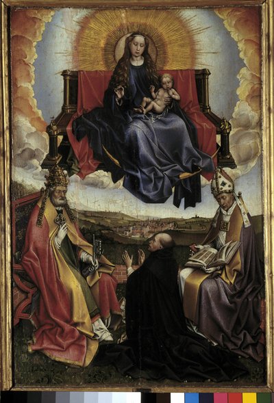 Panna ve slávě mezi svatým Petrem a svatým Augustinem. Obraz Roberta Campina s názvem Mistr Flemalle (1378-1444) Musee Granet, Aix en provence od Master of Flémalle