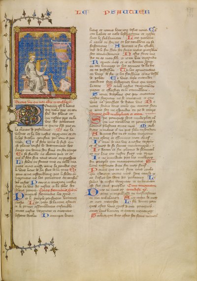 David s hudebními nástroji od Master of Jean de Mandeville