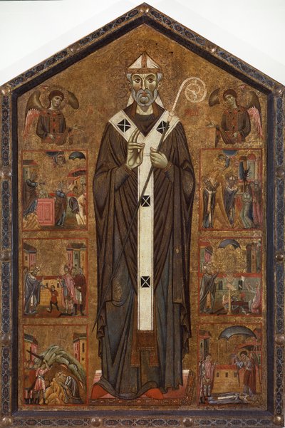 Svatý Veranus mezi dvěma anděly a šesti příběhy jeho legendy, konec 13. století od Master of San Verano