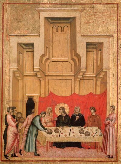 Svatá Cecílie a příběh jejího života Detail: svatební hostina Cecílie a Valeriana - oltářní obraz, kolem 1290-1320 od Master of St. Cecilia