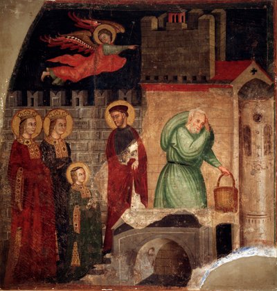 Svatá Faustina a Osvobodit najdou útočiště v domě v Como (detail) (Fresco od Master of St Margaret