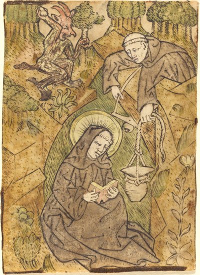 Svatý Benedikt a mnich Romanus od Master of St. Wolfgang