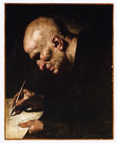 Mnich písař od Master of the Annunciation to the Shepherds