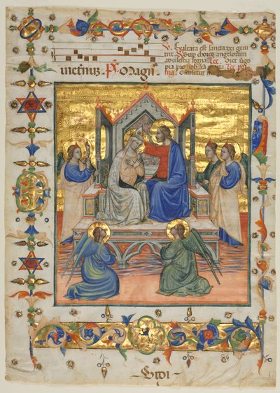 List z antifonáře: Korunovace Panny Marie, 1400s. od Master of the Beffi Triptych