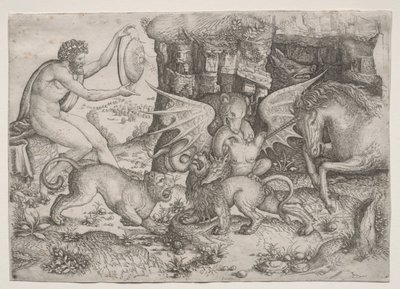 Alegorické téma: Boj zvířat, c. 1515-1520. od Master of the Beheading of St.