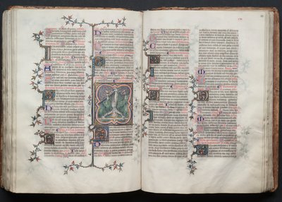 Gothajský misál: Fol. 117v, sv. Petr přivázaný vzhůru nohama ke kříži, c. 1375. od Master of the Boqueteaux