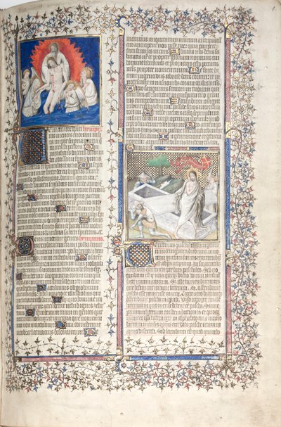 Gothajský misál: Fol. 1r, Trojice a vzkříšení, c. 1375. od Master of the Boqueteaux