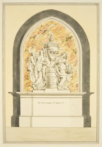 Hrob paní Elizabeth Draper, zemřel 1835, v Bristolské katedrále (akvarel na papíře) od Master of the Bristol Church Monuments