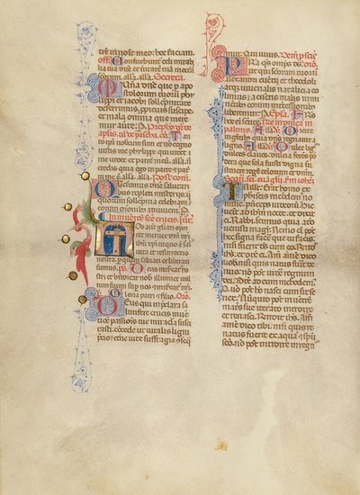 Počáteční písmeno N: Kříž od Master of the Brussels Initials